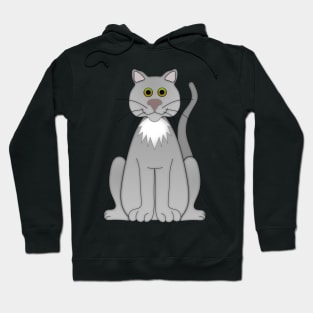 Gray Cartoon Cat with White Ruff Hoodie